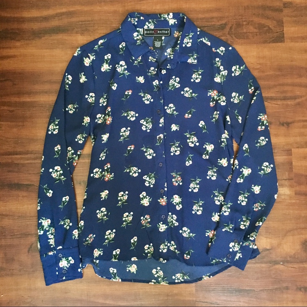 Blue Floral Button Down Blouse Long Sleeve Macy’s